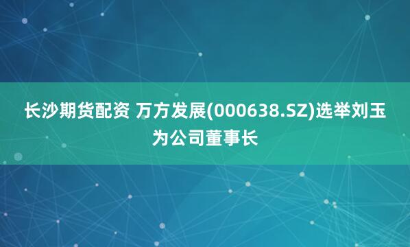 长沙期货配资 万方发展(000638.SZ)选举刘玉为公司董事长