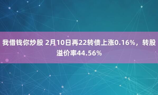 我借钱你炒股 2月10日再22转债上涨0.16%，转股溢价率44.56%